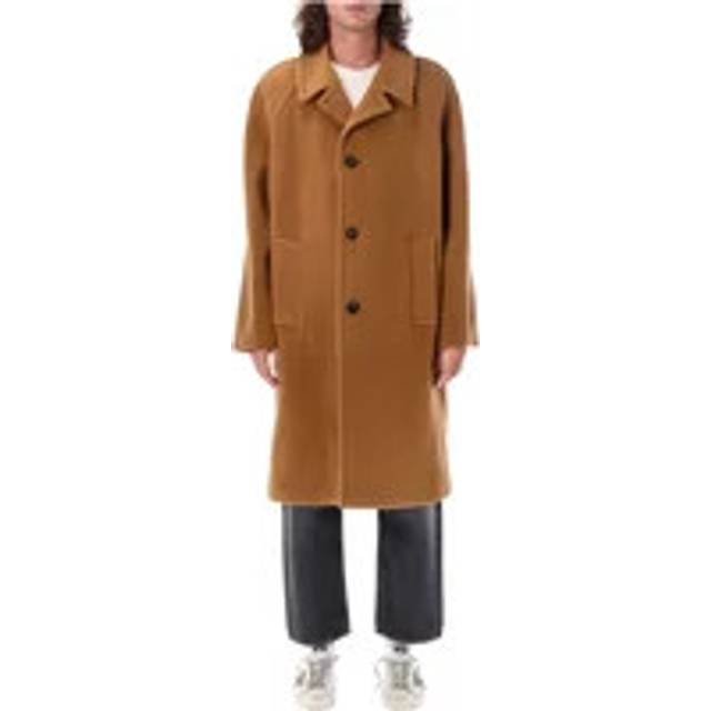 Golden Goose, Single-Breasted Coats, male, Brown, S, Wool Blend Herringbone Coat