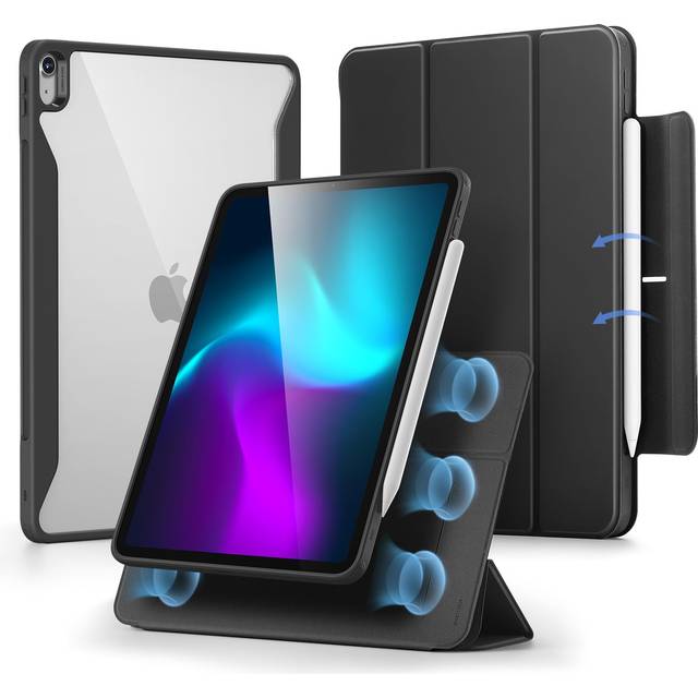 ESR Fodral för iPad Air 13 tum M2, iPad Air 2024, med pennhållare, avtagbart magnetiskt skydd, vertikalt stativ, fullt stöd Pro/USB-C, Rebound 360-serien, svart
