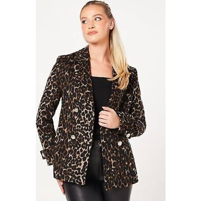 Womens Animal Leopard Wool Peacoat - 10