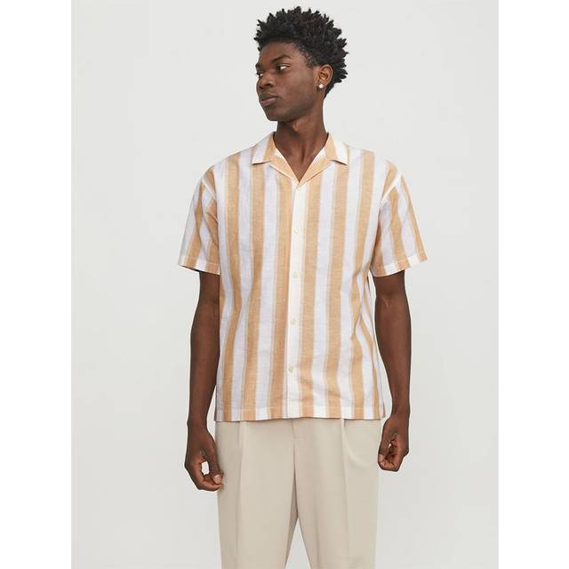 JACK & JONES Jprccsummer Stripe Resort Shirt S/S Ln |Kräm |S