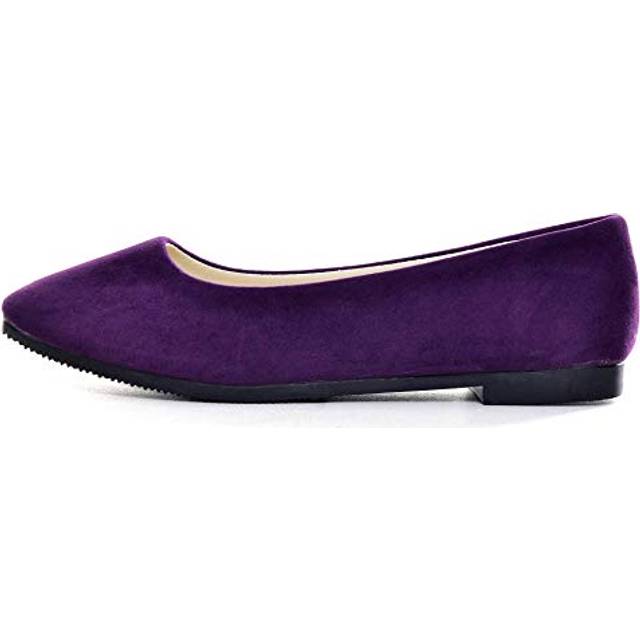 Dear Time Women Flat Shoes Comfortable Slip on Pointed Toe Ballet Flats Purple US 9
