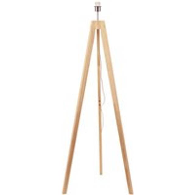 ValueLights Jackson White Shade Wooden Tripod Floor Lamp with LED Bulb