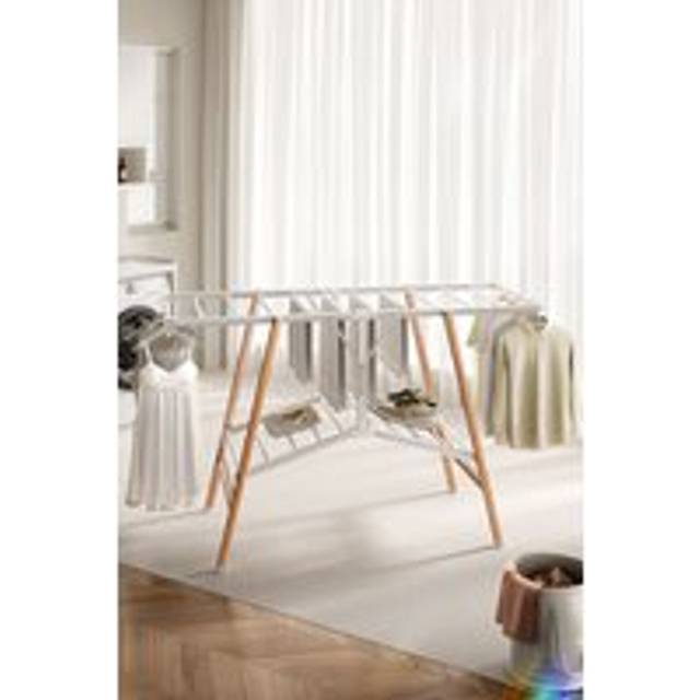 Living And Home 2-Tier Vertical Installation-Free Foldable Clothes Drying Rack Aluminium Clothes Airer 136Cm In Silver - One Size