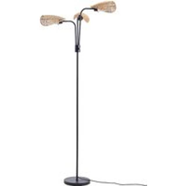 Paper Rope String-Wrapped Lampshade 3-Light Floor Lamp - Black - One Size