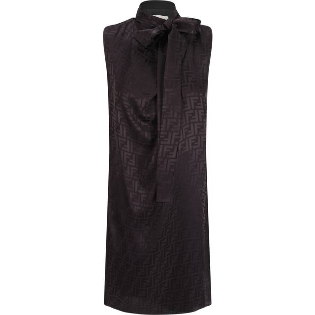 Fendi, Klänning, Dam, S, Auberginfärgad klänning i siden med drapering och scarf - purple (S)