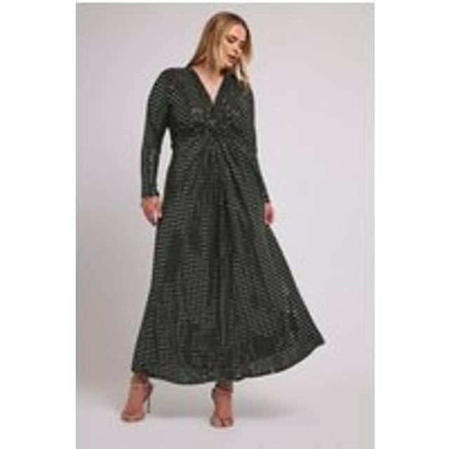 Yours London Curve Black Sequin Embellished Knot Front Maxi Dress, Women's Curve & Plus Size, Yours London - 16