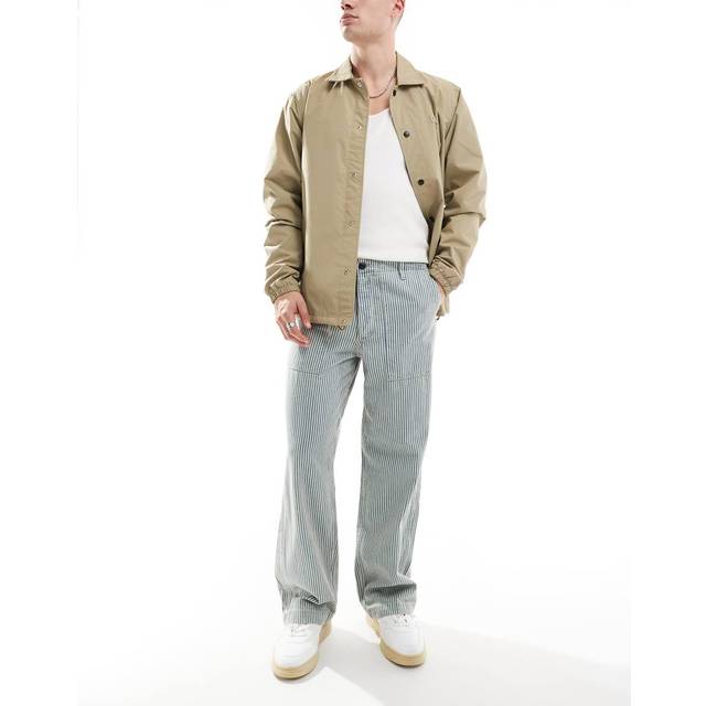 Jack & Jones – Alex – Blårandiga, baggy arbetsjeans