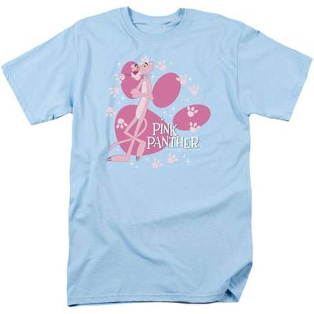 Trevco Sportswear MGM131-AT-2 Pink Panther Walk All Over Adult Regular Fit Short Sleeve T-Shirt, Light Blue - Medium