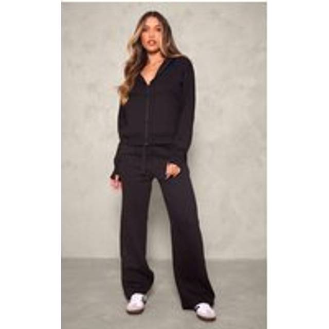 Black Wide Leg Oversized Joggers, Black - XS