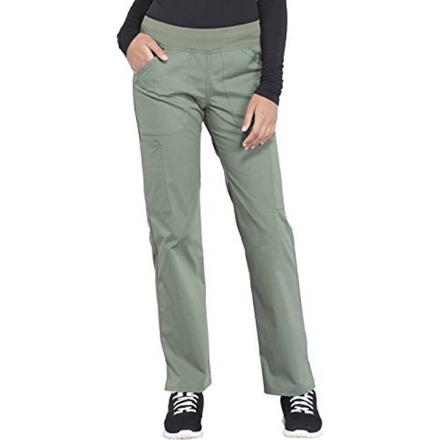 CHEROKEE Workwear Professionals Women Scrubs Pant Mid Rise Straight Leg Pull-on Cargo WW170P  XXS Petite  Olive