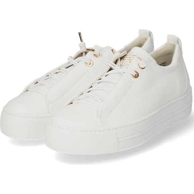 (8 (Adults')) 5017-00 | White/Gold Leather | Womens Slip On Trainers