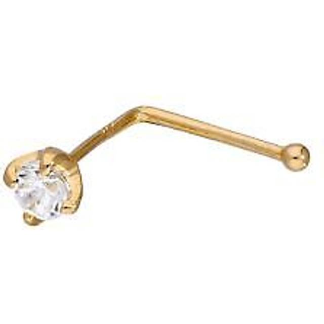 9ct gold & 3mm clear cz crystal 22ga nose stud body jewellery piercing