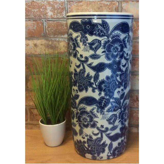Minster Stylish Living MSL 18" Round Blue & White Umbrella Stand, Multi
