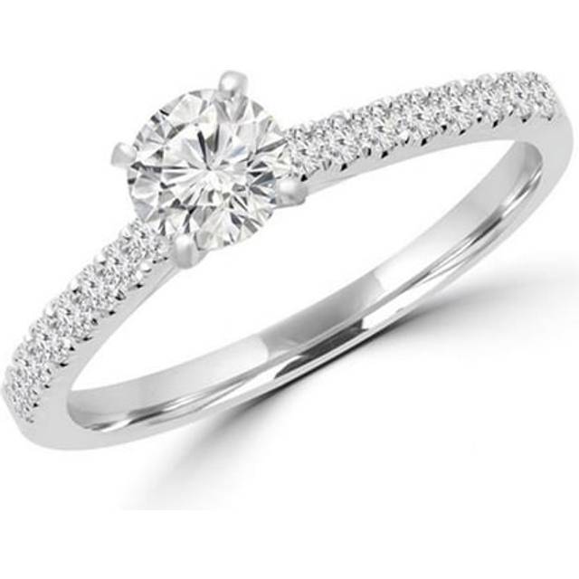 Majesty Diamonds MD160335-8 0.75 CTW Round Brilliant Diamond Multi Stone Engagement Ring in 18K White Gold, Size 8