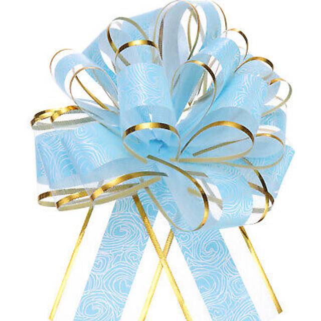 10pcs 6 inch large pull bow gift wrapping ribbon organza light blue for wedding