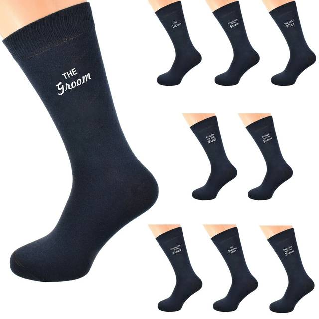 Navy blue wedding freehand design socks uk unisex 5-12 in various roles x6n1303