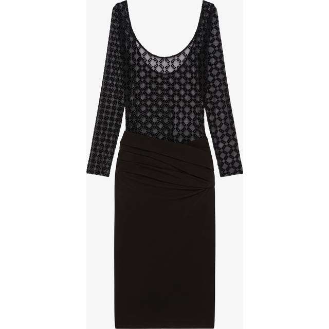 Givenchy, Midi Dresses, female, Black, XS, Long Sleeve Drape Dress