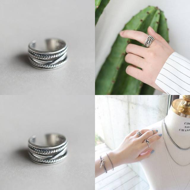 Unique S925 Irregular Silver Wave Ring Adjustable Design Perfect For Womens Style