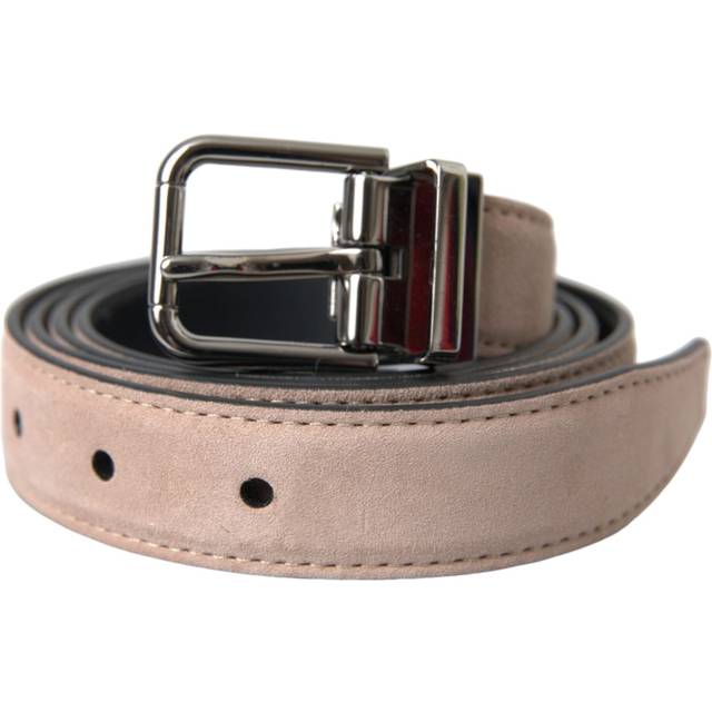 Dolce & Gabbana, Accessoarer , Herr, ONE Size, Mocka, Beige Mockabälte med Silver Spänne