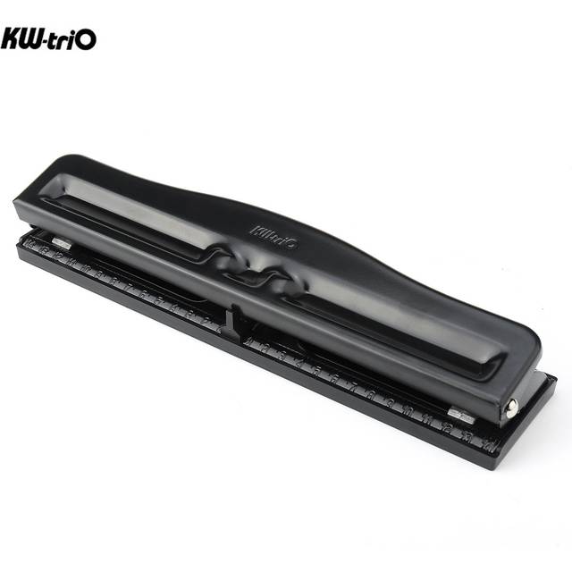 KW-triO Portable 3 Hole Punch Handheld Metal Hole Puncher 10 Sheet Capacity 7mm Aperture Paper 4-hole black