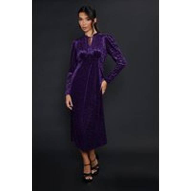 Dorothy perkins womens cocktail dress long sleeve purple velvet leopard print