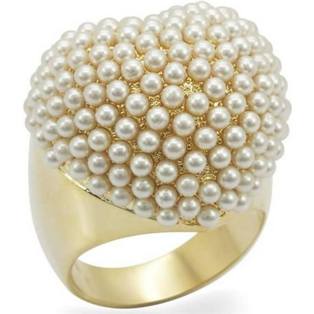 Gold Brass Ring with Synthetic Stone, Citrine Yellow - Size 7