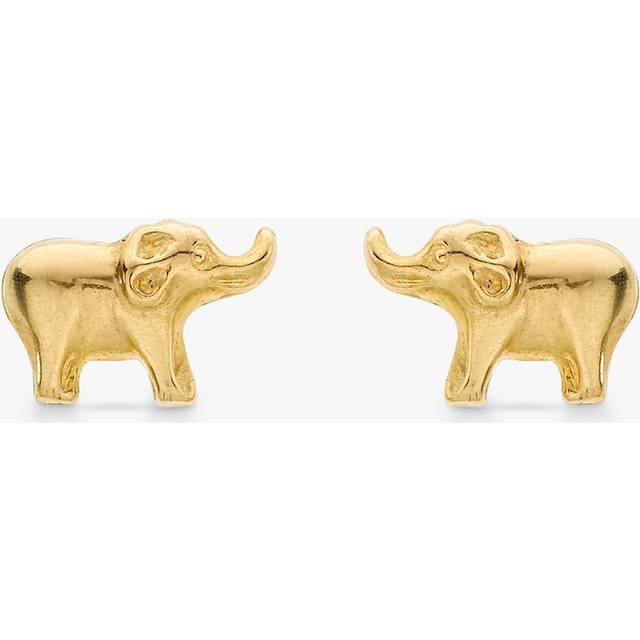 IBB 18ct Gold Baby Elephant Stud Earrings, Gold