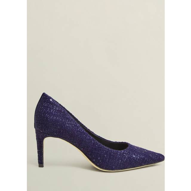 Hobbs Leila Sequin Tweed Pointed Heeled Courts, Midnight