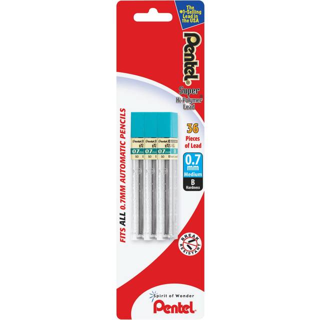 Pentel Super Hi-Polymer Lead Refills  Medium Point  0.7 mm  B Hardness  Pack Of 36 Refills
