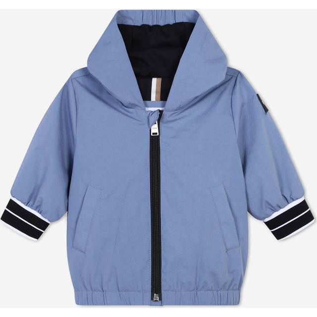 HUGO BOSS Baby Hooded Windbreaker Jacket, Medium Grey