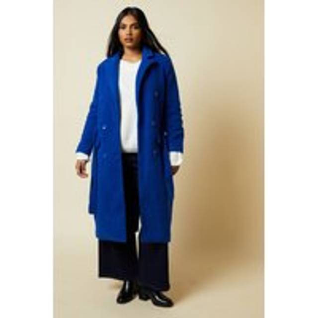 Dorothy perkins womens jacket cobalt double breasted boucle belted midi coat