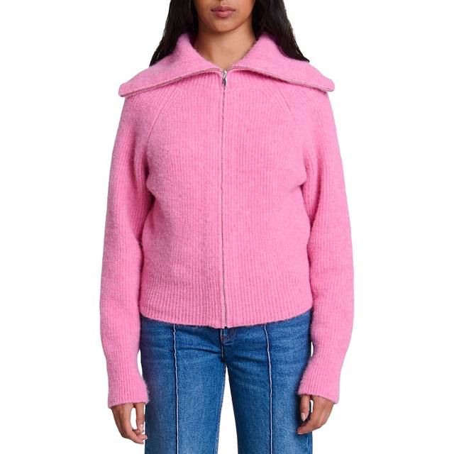 Maje Womens Roses Open-collar Zipped Stretch-wool and Alpaca-blend Jumper 12 - ROSES