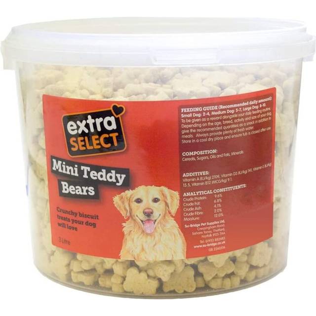Mini Teddy Bear Shaped Natural Dog Treat Biscuits in a 3ltr Bucket (approx 1130 biscuits)