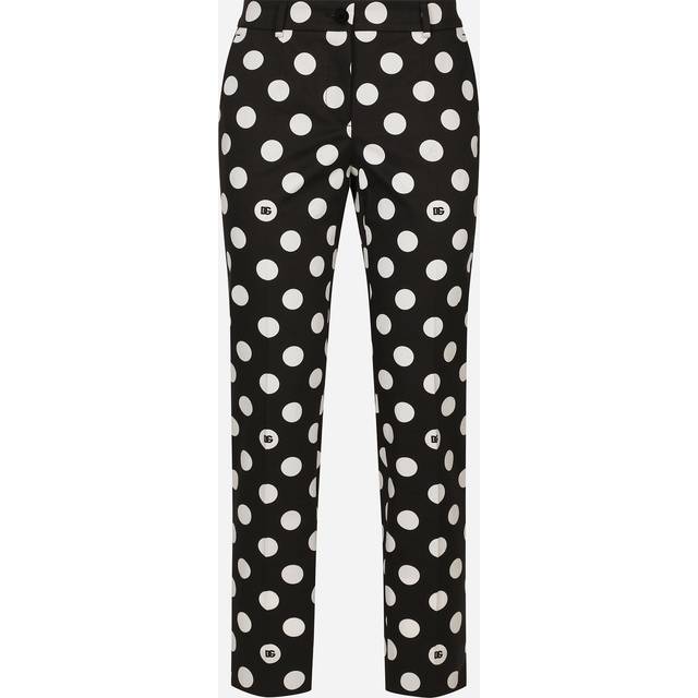 Dolce & Gabbana Cotton Pants With Polka-dot Print - Woman Pants And Shorts Print 40
