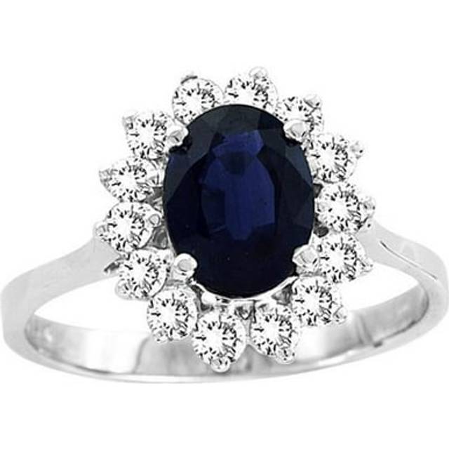 14K Gold Royal Collection 1.75 CTTW 8 x 6 mm 1.35 Carat Oval Sapphire Center Stone Natural Sapphire & Diamond Ring - Size 5