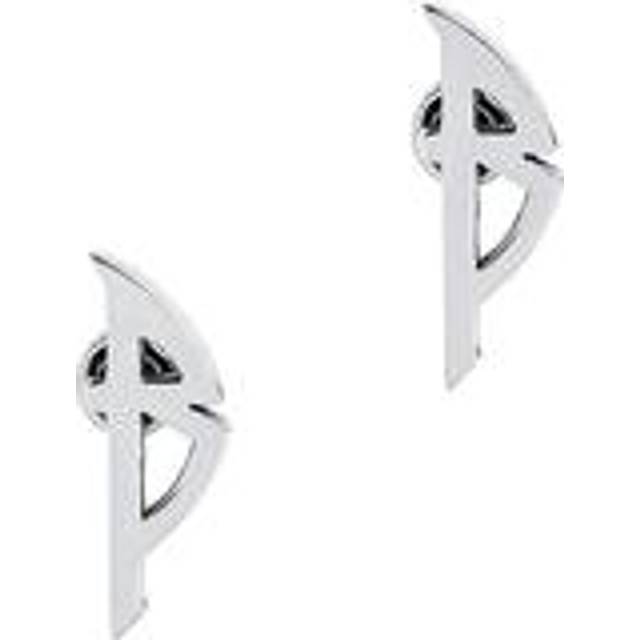Balenciaga Typo Metal Earrings - Silver - Unisex - Brass