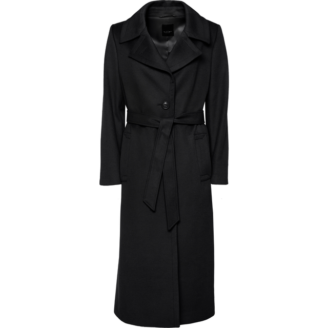 Sand Cashmere Coat W Clareta Belt Long Dam Vinterjackor Stl. 42 - Från Magasin - Sort (42)