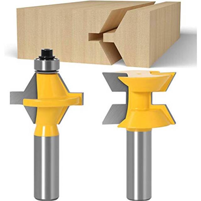 1/2 Inch Shank Router Bit Set 120 Degree Tongue Groove Router Bit Set with Edge Banding Woodworking Groove Chisel Cutter