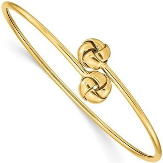 14K Yellow Gold Polished Love Knot Flexible Bangle Bracelet