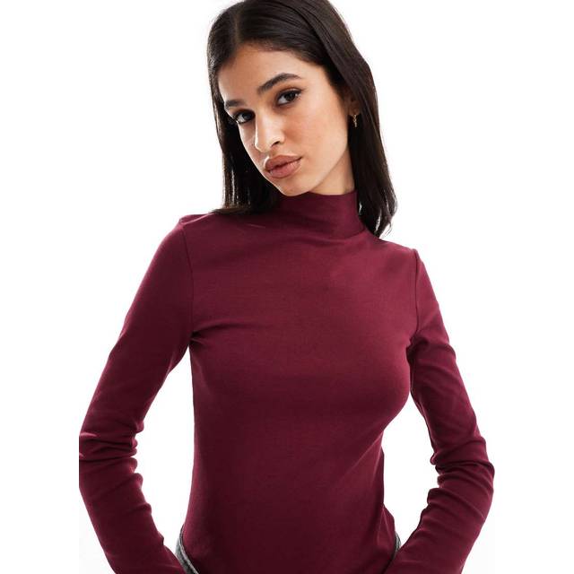 Stradivarius High neck T-shirt Purple XL