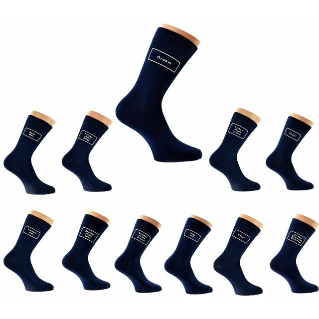 Navy blue wedding box design mens and childs socks in various roles x6224-003