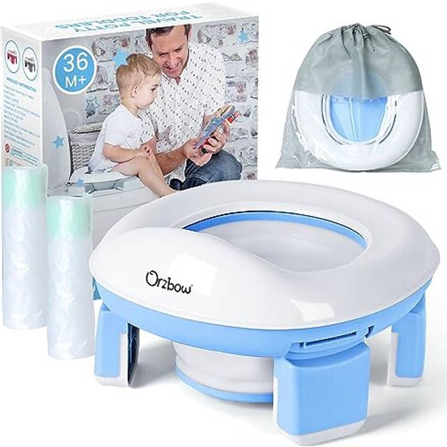 Travel Potty for Toddlers,Portable Potty Training Toilet Seat with 4 Legs,Foldable Kids Toilet Seat with 40pcs Potty Bags,Detachable Carry Baby Potty