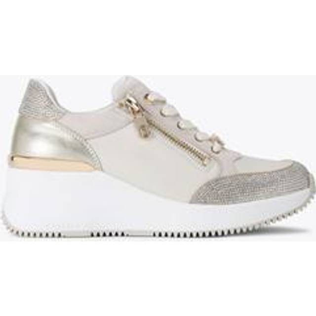 Carvela Skyline Wedge Leather Chunky Trainers, Gold