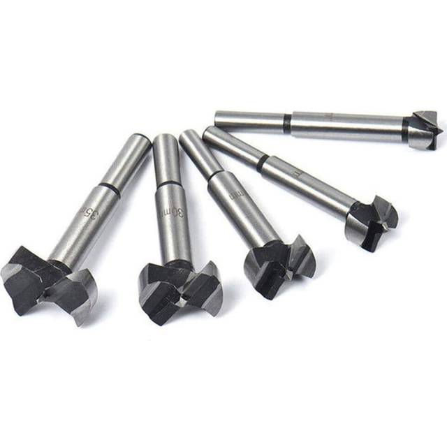 Forstner Wood Drilling 5 Pieces Drill Bit Set 15mm - 35mm Woodworking Hinge Boring Hole Saw Cutter Carbide Steel Tool