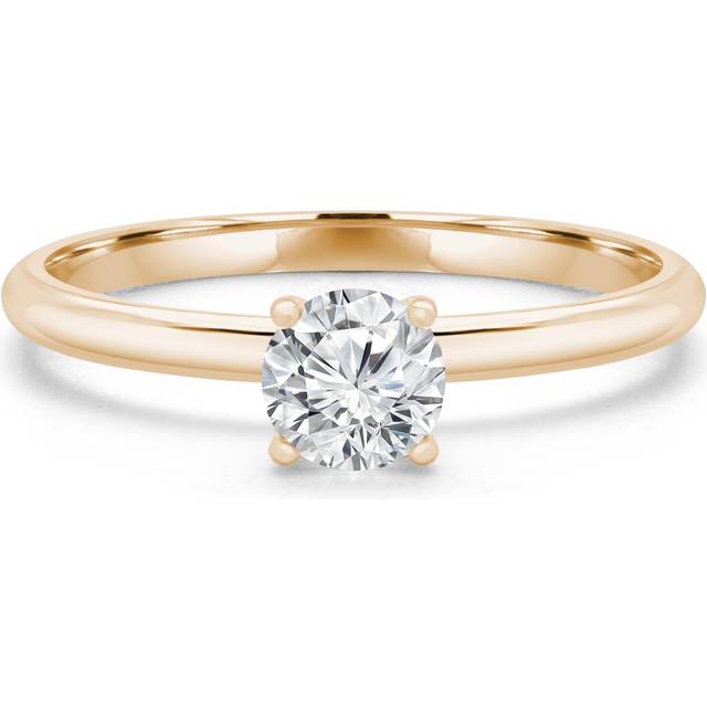 Majesty Diamonds MD240046-7.5 0.33 CT Round Diamond 4-Prong Solitaire Engagement Ring in 14K Yellow Gold - Size 7.5