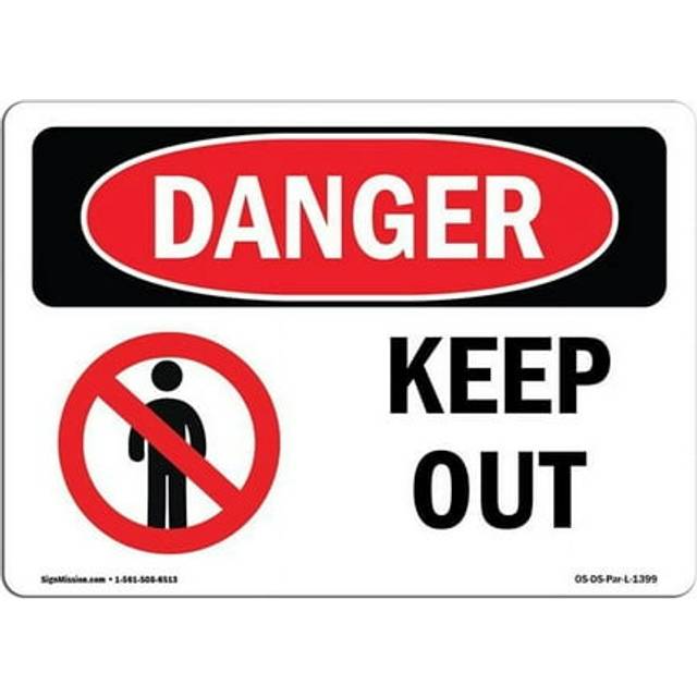SignMission OS-DS-A-1218-L-1399 12 x 18 in. OSHA Danger Sign - Keep Out