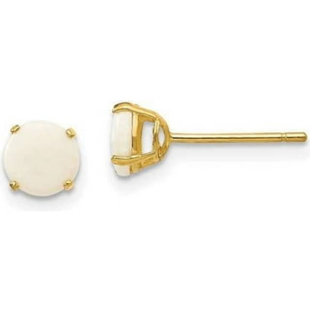 14K Yellow Gold Madi K Round Opal 5 mm Post Earrings