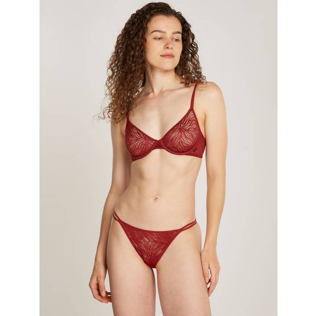 Calvin Klein Sheer Marquisette Tanga Knickers, Syrah