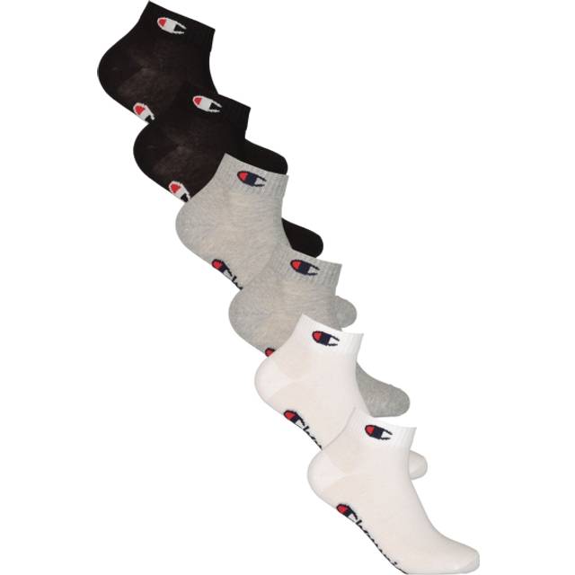 Pack of 6 Pairs of Plain Trainer Socks - Grey + White + Black - 35/38 (2.5 to 5)