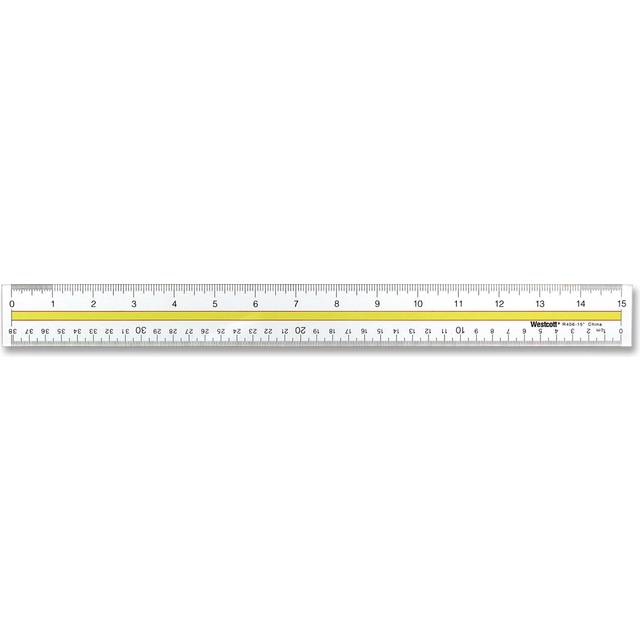 "Westcott Acrylic Data Highlight Reading Ruler With Tinted Guide  15"""" Clear"